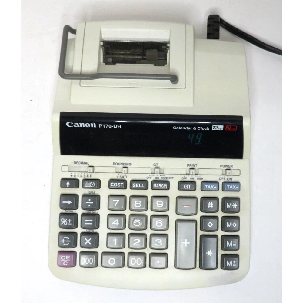 Canon P170-DH Desktop Printing Calculator 2 Color w/ Calendar & Clock - TESTED